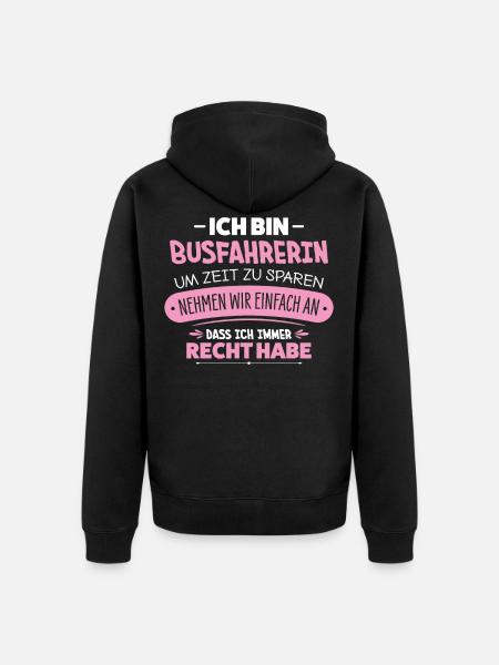 Busfahrerin - Unisex Premium Bio Zip Hoodie - Schwarz