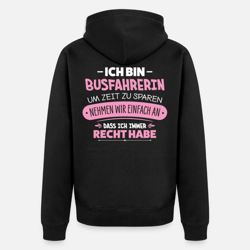Busfahrerin - Unisex Premium Bio Zip Hoodie - Schwarz