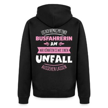 Busfahrerin - Unisex Premium Bio Zip Hoodie - Schwarz - Hinten - Nico (187cm)