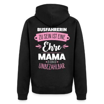 Busfahrerin Mama - Unisex Premium Bio Zip Hoodie - Schwarz - Hinten - Nico (187cm)
