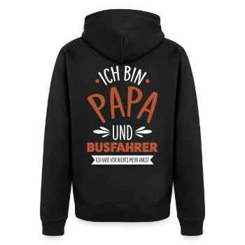 Busfahrer Papa - Unisex Premium Bio Zip Hoodie - Schwarz - Hinten - Nico (187cm)