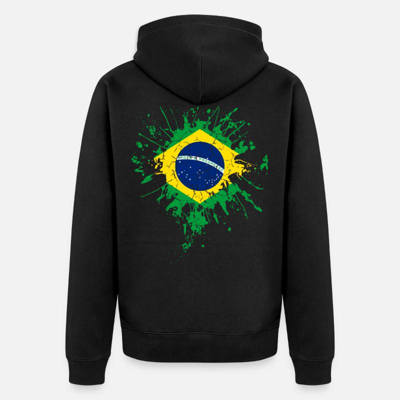 Drapeau du Brésil - Veste à capuche bio Premium Unisexe - noir
