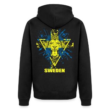 Lion drapeau drapeau suède - Veste à capuche bio Premium Unisexe - noir - Dos - Nico (187cm)