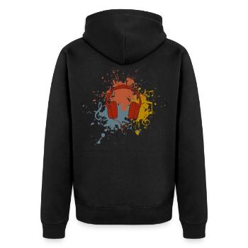 Écouteurs musique rétro - Veste à capuche bio Premium Unisexe - noir - Dos - Nico (187cm)