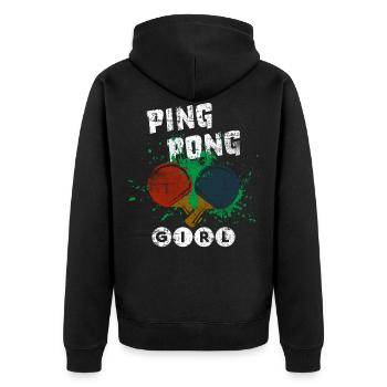 Ping-pong fille - Veste à capuche bio Premium Unisexe - noir - Dos - Nico (187cm)