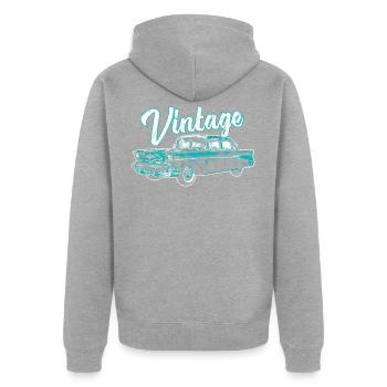 Classic Vintage Cars Oldtimer - Unisex Premium Bio Zip Hoodie - Grau meliert - Hinten - Nico (187cm)