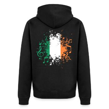 Irland Flagge Musik - Unisex Premium Bio Zip Hoodie - Schwarz - Hinten - Nico (187cm)