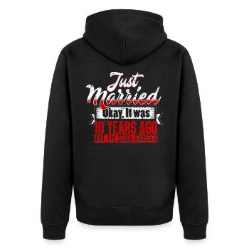 Anniversaire de mariage 10 ans marié - Veste à capuche bio Premium Unisexe - noir - Dos - Nico (187cm)