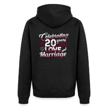 Anniversaire de mariage 20 ans marié - Veste à capuche bio Premium Unisexe - noir - Dos - Nico (187cm)