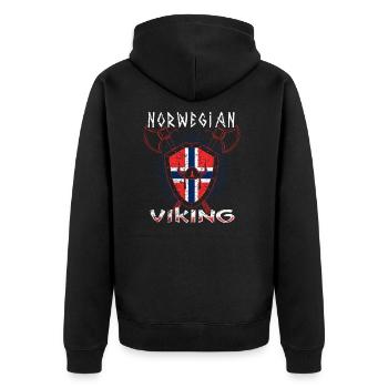 Norwegischer Wikinger - Unisex Premium Bio Zip Hoodie - Schwarz - Hinten - Nico (187cm)