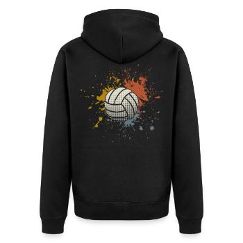 Volleyball - Unisex Premium Bio Zip Hoodie - Schwarz - Hinten - Nico (187cm)