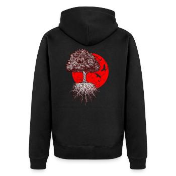 Japan art tree sun - Unisex Premium Organic Zip Hoodie - black - Back - Nico (187cm)