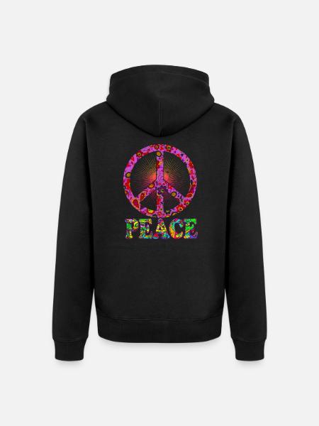 Peace - Unisex Premium Organic Zip Hoodie - black