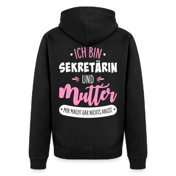 Sekretärin - Unisex Premium Bio Zip Hoodie - Schwarz - Hinten - Nico (187cm)