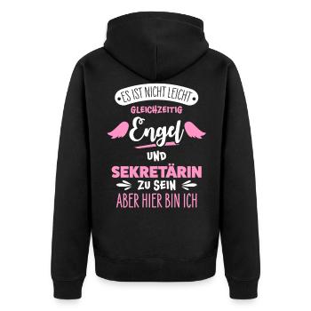 Sekretärin - Unisex Premium Bio Zip Hoodie - Schwarz - Hinten - Nico (187cm)