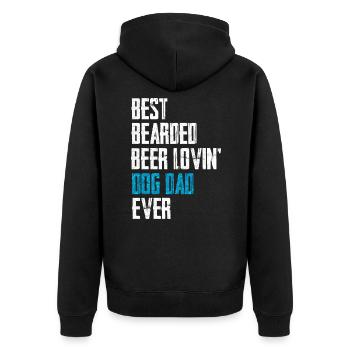 Hundehalter - Unisex Premium Bio Zip Hoodie - Schwarz - Hinten - Nico (187cm)