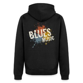 Blues - Unisex Premium Organic Zip Hoodie - black - Back - Nico (187cm)