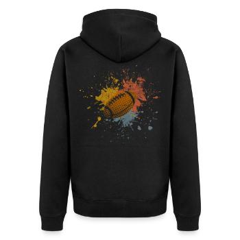 Rugby - Unisex Premium Bio Zip Hoodie - Schwarz - Hinten - Nico (187cm)