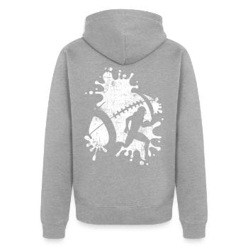 Rugby - Unisex Premium Bio Zip Hoodie - Grau meliert - Hinten - Nico (187cm)