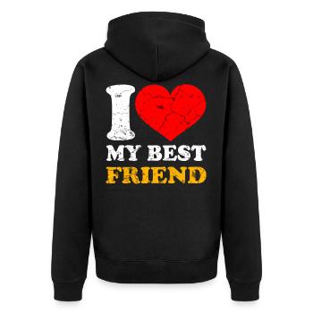 Beste Freunde - Unisex Premium Bio Zip Hoodie - Schwarz - Hinten - Nico (187cm)