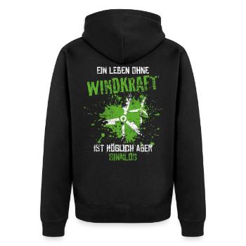 Énergie éolienne - Veste à capuche bio Premium Unisexe - noir - Dos - Nico (187cm)