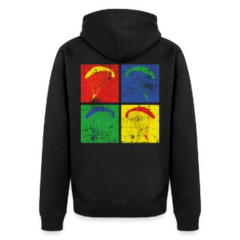 Gleitschirmfliegen - Unisex Premium Bio Zip Hoodie - Schwarz - Hinten - Nico (187cm)