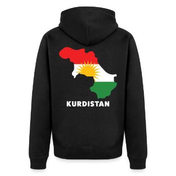 Kurdistan Flagge - Unisex Premium Bio Zip Hoodie - Schwarz - Hinten - Nico (187cm)