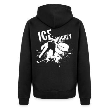 Eishockey - Unisex Premium Bio Zip Hoodie - Schwarz - Hinten - Nico (187cm)