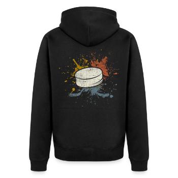 Eishockey - Unisex Premium Bio Zip Hoodie - Schwarz - Hinten - Nico (187cm)