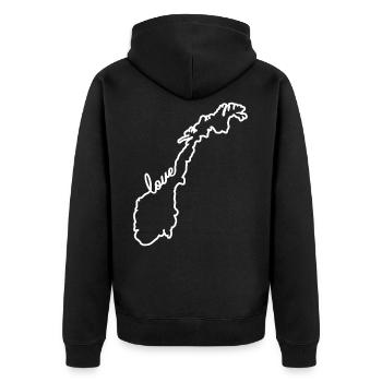 Norwegen - Unisex Premium Bio Zip Hoodie - Schwarz - Hinten - Nico (187cm)