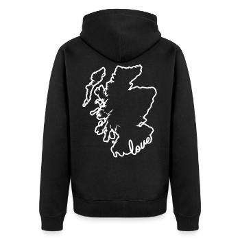 Schottland Schotte Love - Unisex Premium Bio Zip Hoodie - Schwarz - Hinten - Nico (187cm)