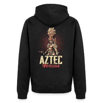 Azteken Krieger Mexiko - Unisex Premium Bio Zip Hoodie - Schwarz - Hinten - Nico (187cm)