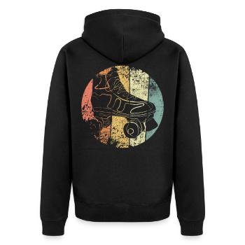 Rollschuh - Unisex Premium Bio Zip Hoodie - Schwarz - Hinten - Nico (187cm)