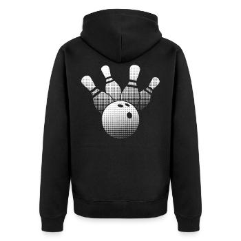 Bowling - Unisex Premium Bio Zip Hoodie - Schwarz - Hinten - Nico (187cm)