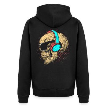 Musique Casques Skull Crâne - Veste à capuche bio Premium Unisexe - noir - Dos - Nico (187cm)