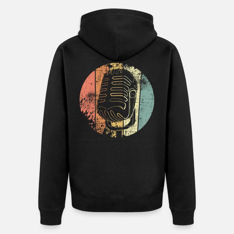 Microphone rétro - Veste à capuche bio Premium Unisexe - noir