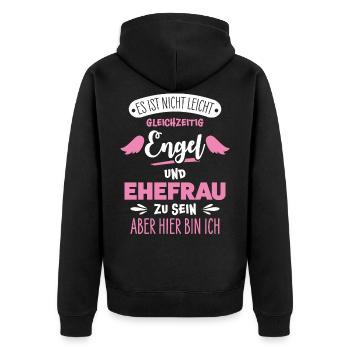 Ehefrau - Unisex Premium Bio Zip Hoodie - Schwarz - Hinten - Nico (187cm)