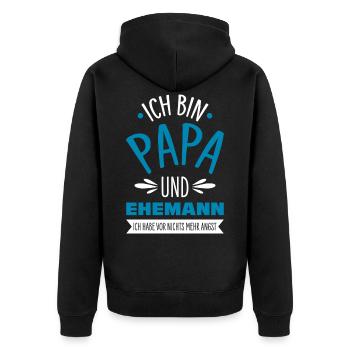 Ehemann Papa - Unisex Premium Bio Zip Hoodie - Schwarz - Hinten - Nico (187cm)