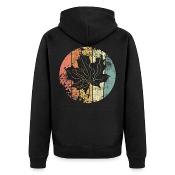 Herbst - Unisex Premium Bio Zip Hoodie - Schwarz - Hinten - Nico (187cm)