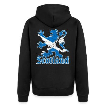 Schottland Löwe Flagge - Unisex Premium Bio Zip Hoodie - Schwarz - Hinten - Nico (187cm)