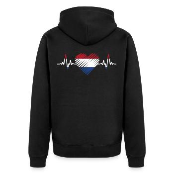 Netherlands - Unisex Premium Organic Zip Hoodie - black - Back - Nico (187cm)