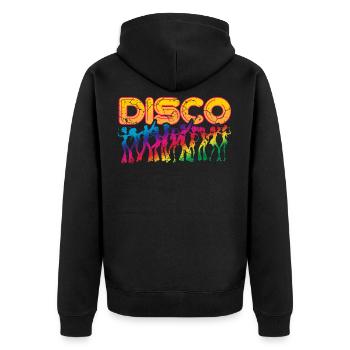 Disco - Unisex Premium Bio Zip Hoodie - Schwarz - Hinten - Nico (187cm)