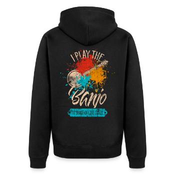 Banjo - Unisex Premium Organic Zip Hoodie - black - Back - Nico (187cm)