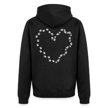 Hund und love Herzform - Unisex Premium Bio Zip Hoodie - Schwarz - Hinten - Nico (187cm)