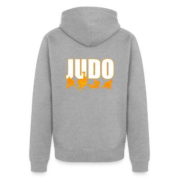 Judo - Unisex Premium Bio Zip Hoodie - Grau meliert - Hinten - Nico (187cm)
