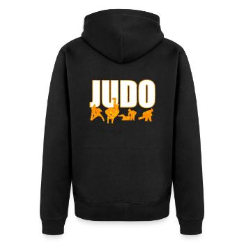 Judo - Unisex Premium Bio Zip Hoodie - Schwarz - Hinten - Nico (187cm)