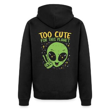 Trop mignon pour cette planète ! Étranger - Veste à capuche bio Premium Unisexe - noir - Dos - Nico (187cm)
