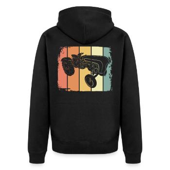 Vintage Traktor - Unisex Premium Bio Zip Hoodie - Schwarz - Hinten - Nico (187cm)