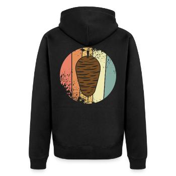 Kebab retro Döner - Unisex Premium Bio Zip Hoodie - Schwarz - Hinten - Nico (187cm)