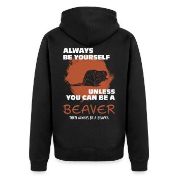Biber - Unisex Premium Bio Zip Hoodie - Schwarz - Hinten - Nico (187cm)